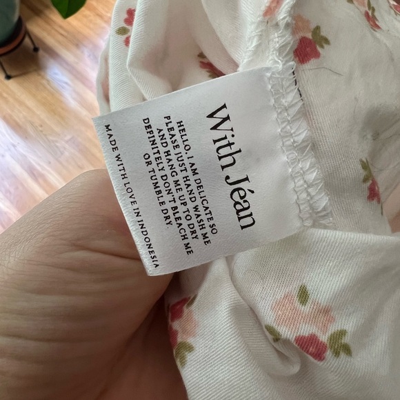 With Jean Audrey Dress - White Floral Print Milkmaid Style Cotton Mini Dress, XS - Picture 8 of 8